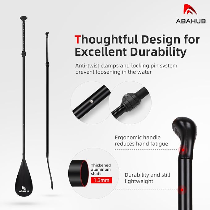 Abahub 3-Piece Stand up Paddles, Lightweight Paddleboard Paddle Oars for Paddleboard, Adjustable Aluminum Alloy Shaft 68" - 84"