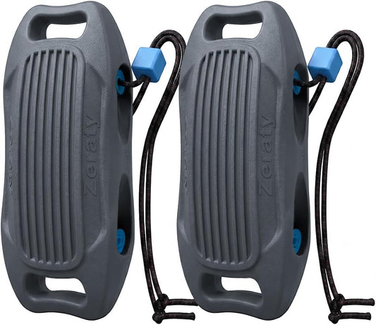 Zeraty Solid EVA Boat Fenders 1-2-4 Packs, 17''x8'' No-Deflation Dock Bumpers with Adjustable Ropes, Modular Stackable Non-Rolling Marine Hull Protector for Pontoon, Yacht, Bass, Jet Ski and Jon Boats