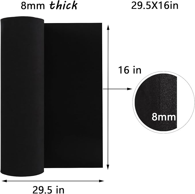AMZQNART EVA Foam 8mm, Cosplay Foam 16x29.5 inch Black, High Density 90 kg/m³, for Craft Projects Cosplay Costumes, Fake Weapons, Decorations, Christmas, Easter, Thanksgiving, etc.