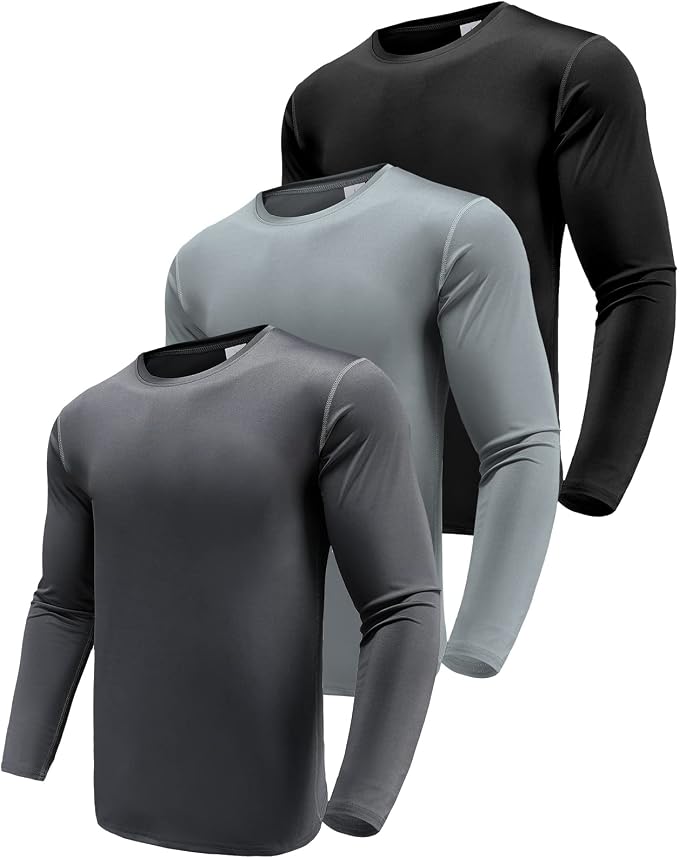 Men's 1, 3 or 5 Pack Performance Long Sleeve T-Shirts, UPF 50+ Sun Protection Shirts, Athletic Gym Workout Shirts for Running