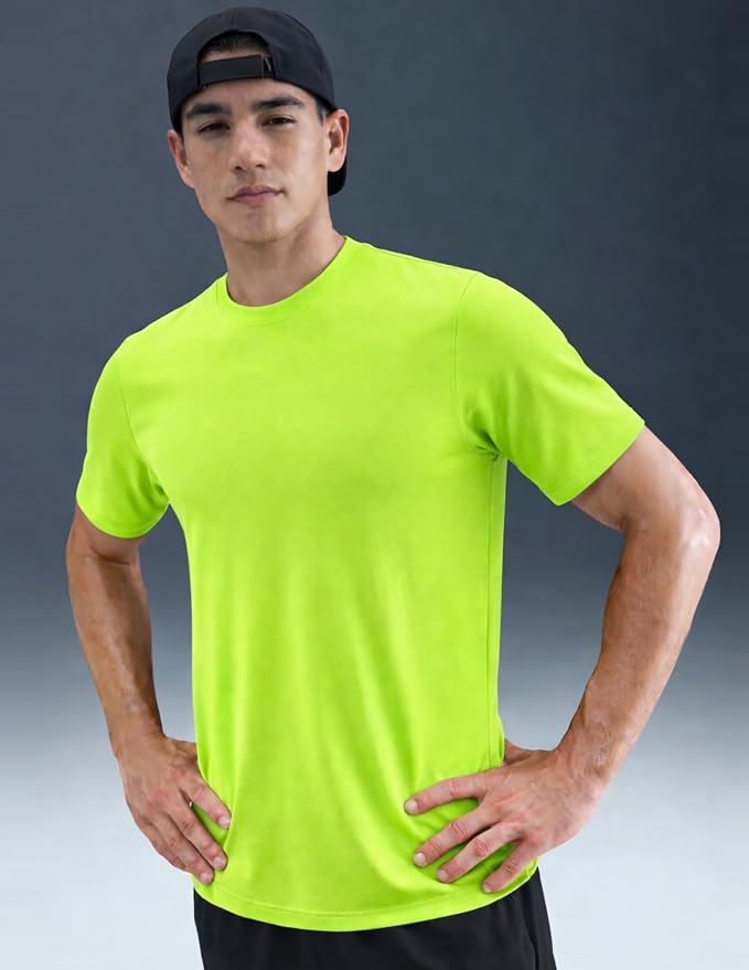 5 Pack Men’s Active Quick Dry Crew Neck T Shirts | Athletic Running Gym Workout Short Sleeve Tee Tops Bulk