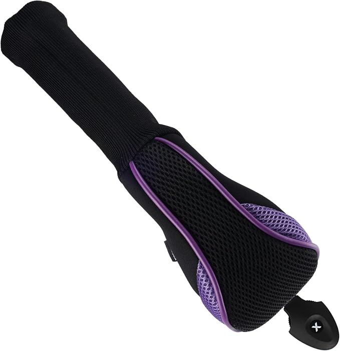 Andux 2 Pack Long Neck Golf Hybrid Club Head Covers Dial No. Tag CTMT-01 | Mesh Breathable material | all the Same Size | Coloured Piping | Pull-On Closure