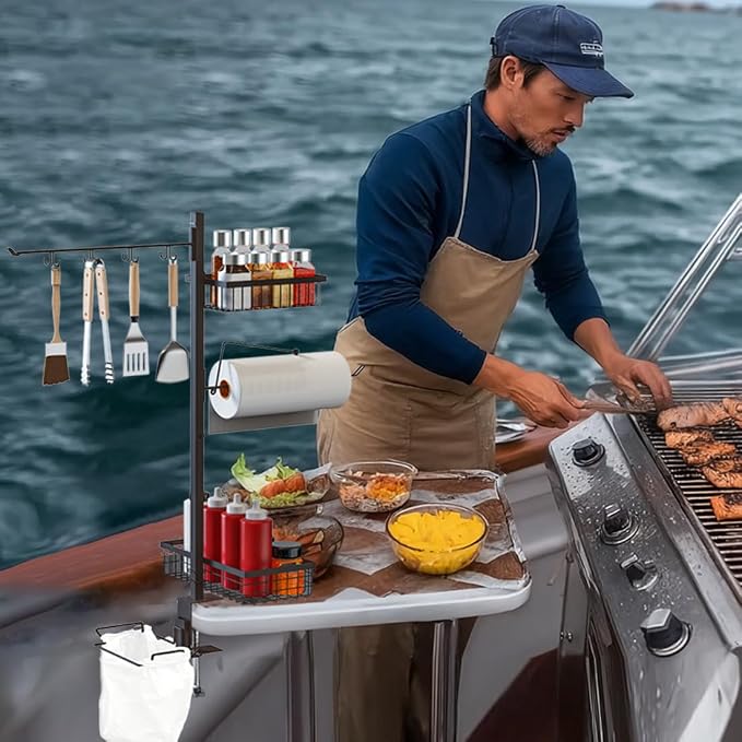 5-in-1 Griddle Caddy for Blackstone - Grill Organizer for Camping Outdoor Kitchen Cooking Tools & Accessories, Fathers Day Grilling BBQ Smoker Accessories Gifts for Men