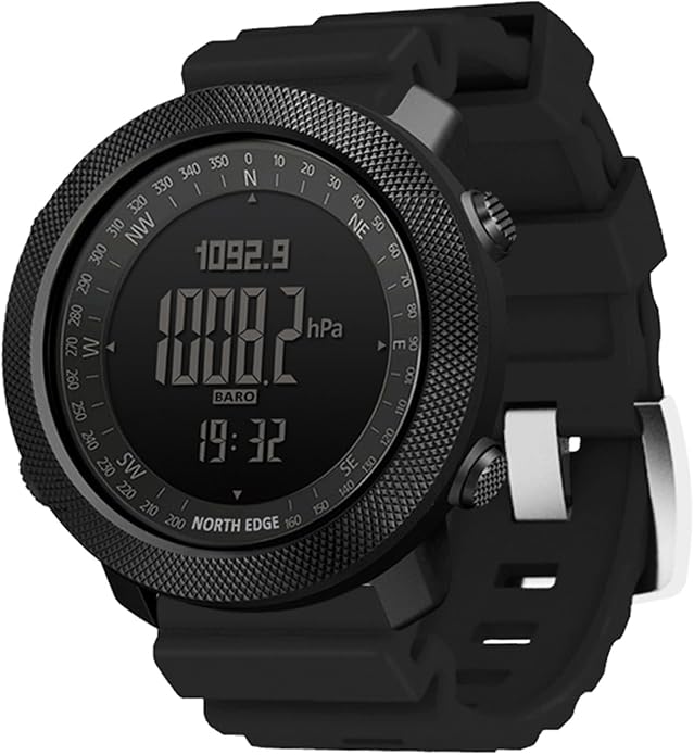 NORTH EDGE Apache Men’s Digital Tactical Watch, Outdoor Sports Watch with Compass, Altimeter, Barometer, Pedometer, Weather Trend, EL Backlight, 50M Water Resistant Hiking Watch