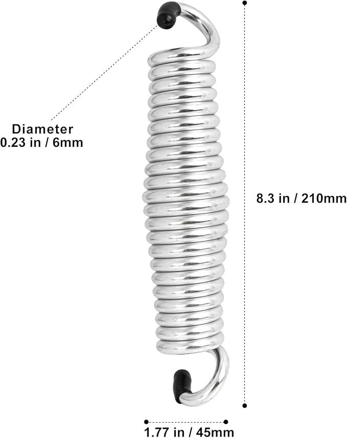 Porch Swing Springs Hammock Chair Spring Hold up to 1600lbs Heavy-Duty Chrome Springs for Hanging Chairs Ceiling Mount Porch Swings Punching Bag - 2 PCS Sliver