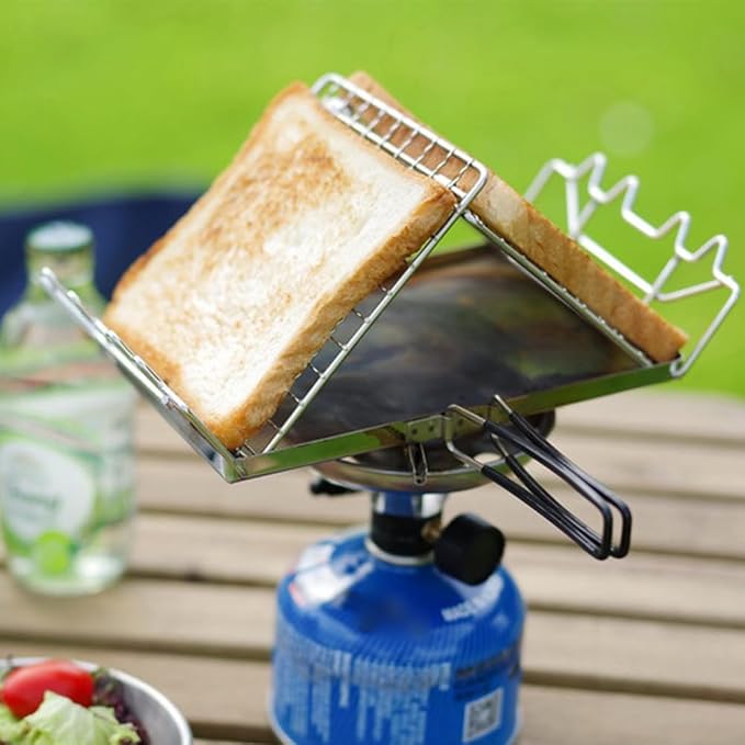 Camping Toaster Folding Camp Stove Toaster Stainless Steel Bread Toaster Rack for Camping Backpacking Picnic