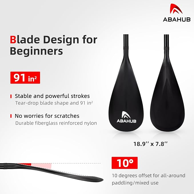 Abahub 3-Piece Stand up Paddles, Lightweight Paddleboard Paddle Oars for Paddleboard, Adjustable Aluminum Alloy Shaft 68" - 84"