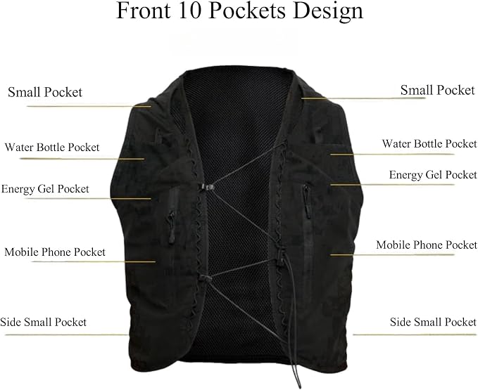 Outdoor Hydration Vest Backpack, Lightweight Runner Pack for Men & Women Running, Trail, Race, Marathon, Hiking