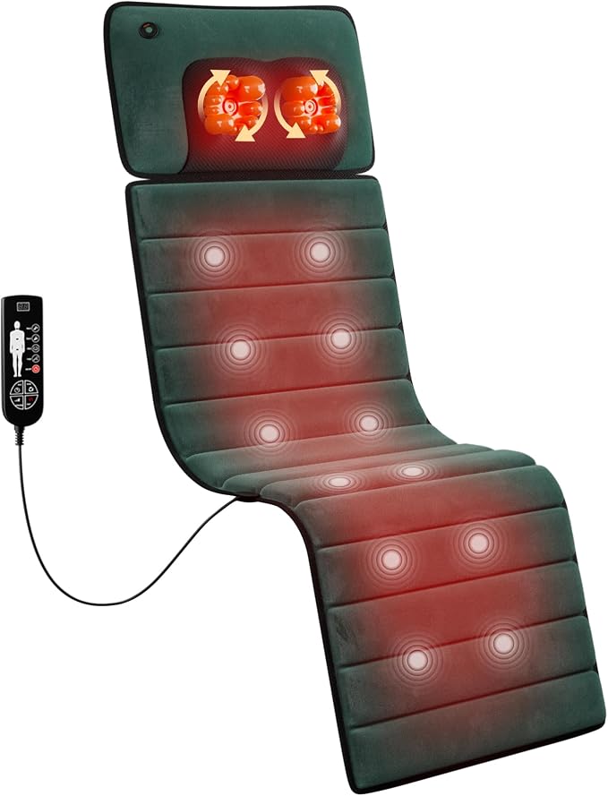 Full Body Massage Mat with Heat, Detachable Massager Pad Deep Tissue Pain Relief,10 Vibrating Motors for Relaxation at Home or Office