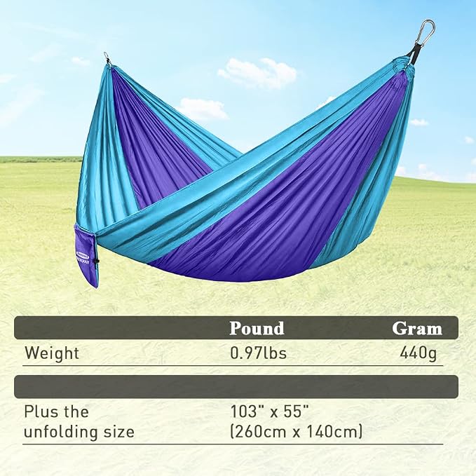 Forbidden Road Camping Hammock 400lbs Capacity Portable Hammock for Outside, Backyard, Travel, Backpacking, Beach