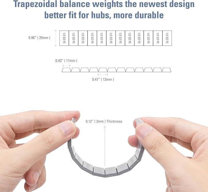 CKAuto 1/4oz Trapezium Adhesive Stick on Wheel Weights,EasyPeel Tape, 72oz/Box, US Quality(288pcs) Grey