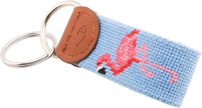 Leather Hand-Stitched Needlepoint Key Fob or Key Chain