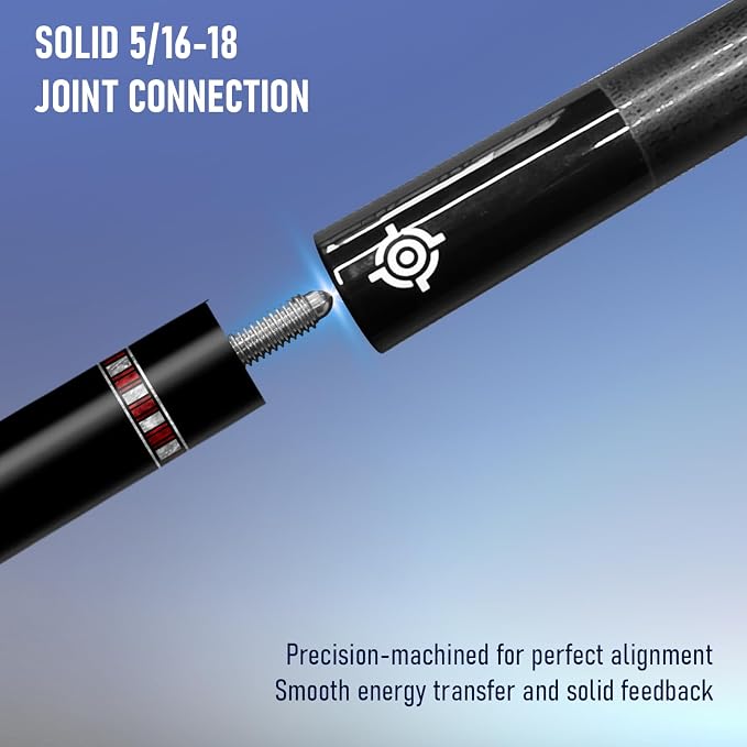 Series, Glass Fiber Pool Cue Stick, Uni-QR, 3/8-10, 5/16-18 Joint, Synthetic Leather Grip, 29" Glassfiber Shaft, 7-Layer Microfiber Tip