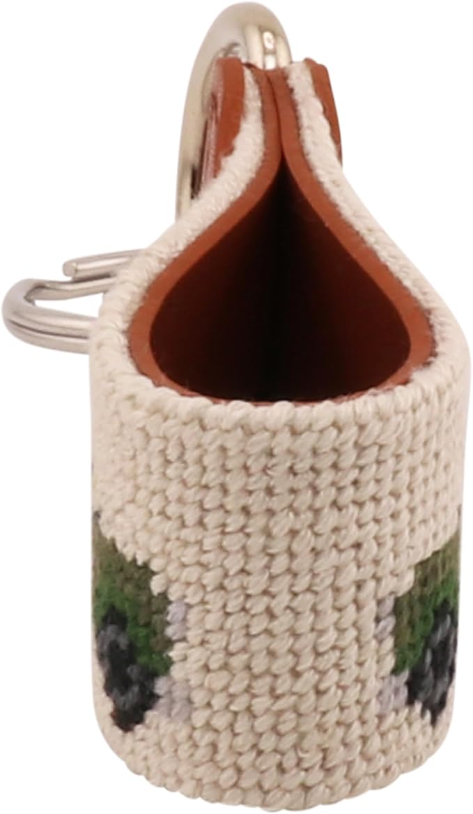 Leather Hand-Stitched Needlepoint Key Fob or Key Chain