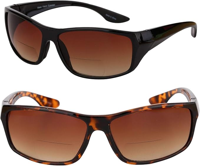 Mass Vision 'The Driver' 2 Pair of Unisex Bifocal Reading Sunglasses with High Definition Amber Lenses - UV400 Protection