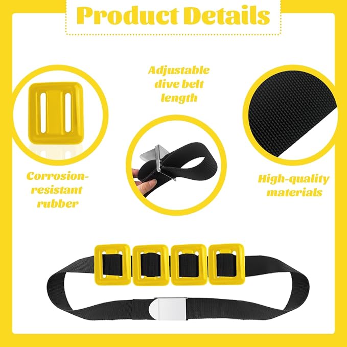 4 Pcs Dive Weights on Nylon Surfaces,Dive Weights with Diving Weight Belt,Coated Diving Weights for Freediving,Spearfishing,Scuba Weight Belt for Waist 32" to 52"