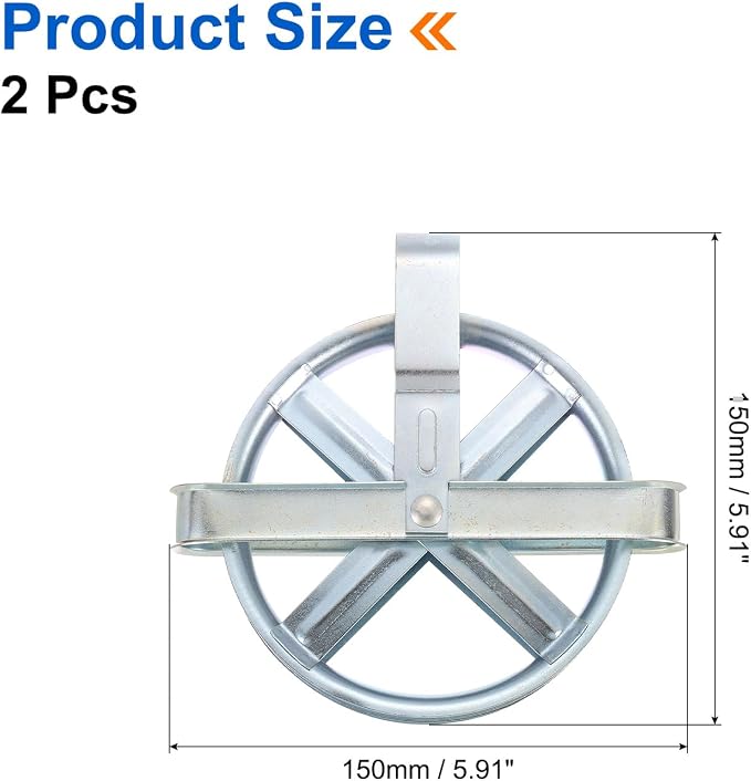 uxcell 2Pcs 5" Clothesline Pulley with Durable Iron Alloy Wheel and Axle, Deep Groove Weather-Resistant Drying Line Pulley for Outdoor Clothes Line, Silver