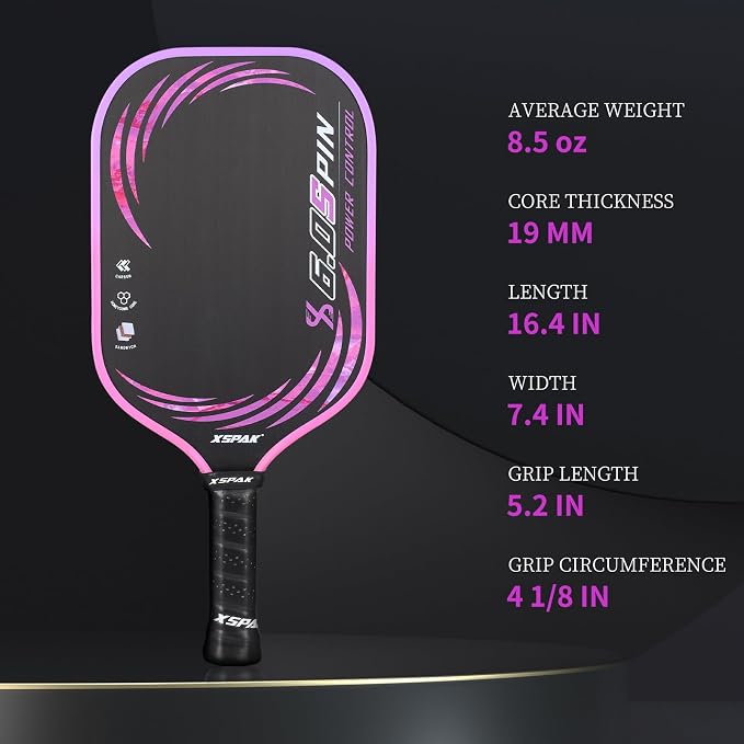 Pickleball Paddle, T700 Carbon Fiber Abrasion-Resistant Surface, 19MM Polypropylene Honeycomb core, USAPA Approved, High Grit,The Sandwich Core System Higher Density Weaving Process