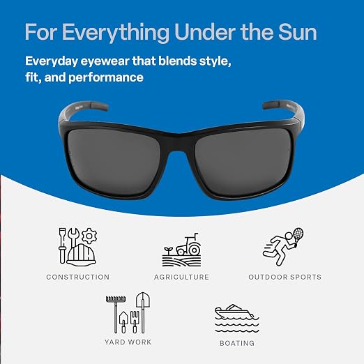 Bullhead Safety Eyewear Pompano Glasses – Anti-Fog, Lightweight, Scratch Resistant, UV Light Blocking Sunglasses for Driving, Golf, Boating, Outdoor Work, Gray Lens