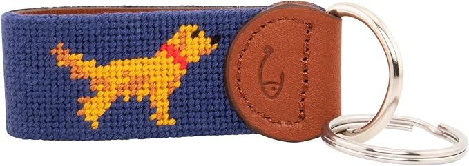 Leather Hand-Stitched Needlepoint Key Fob or Key Chain
