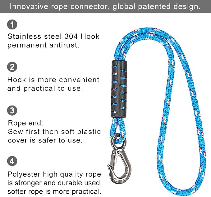BeneLabel 1 Pcs Tree Swing Rope, 39 inch, Hammock Tree Swing Hanging Strap, Heavy Duty Hook, for Indoor Outdoor Swing Hammock Playground Set Accessories, Blue