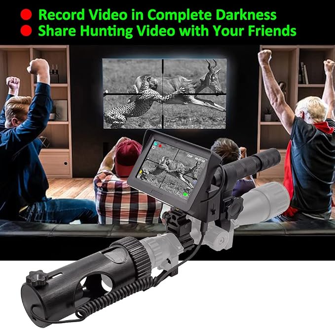 DIY 720p Digital Video Recording Hunting Night Vision Rifle Scope Monocular Camera VCR with LCD Display, 850nm Infrared IR Flashlight for Tactical Hunting (MicroSD Card & Battery NOT Included)