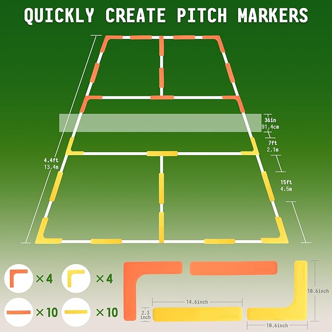 Hikeen Court Lines Marker Kit Anti-Slip and Wind-Resistant Throw Down Markers 28pcs or 84pcs, Pickleball Net Court for Outdoor Indoor Court