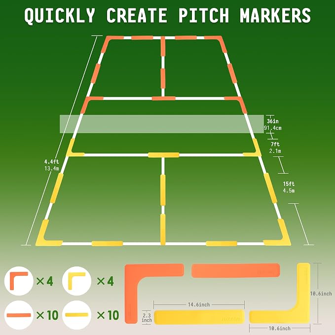 Hikeen Court Lines Marker Kit Anti-Slip and Wind-Resistant Throw Down Markers 28pcs or 84pcs, Pickleball Net Court for Outdoor Indoor Court