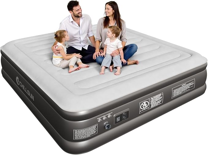 CHILLSUN 2026 Upgraded King Air Mattress with Built in Pump, 18" Raised Comfort Blow up Mattress, Luxury Air Bed Inflatable Mattress for Guests Home& Camping, Colchones Inflables 800lbs Max