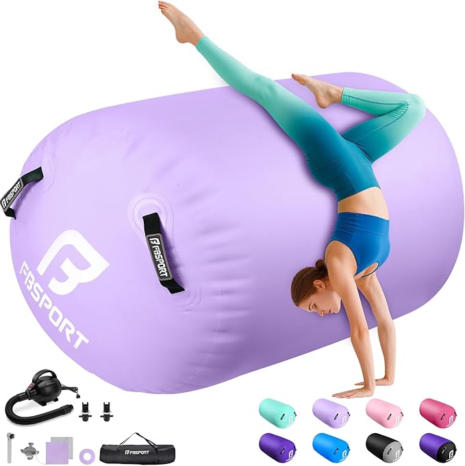 FBSPORT Air Roller Gymnastics Barrel, Inflatable Gymnastics Air Roller Inflatable Air Gymnastics Mat for Yoga Cheerleading Training Home Outdoor Indoor Use