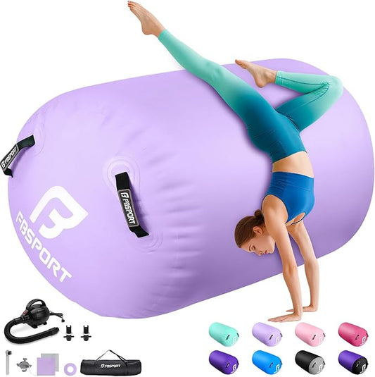 FBSPORT Air Roller Gymnastics Barrel, Inflatable Gymnastics Air Roller Inflatable Air Gymnastics Mat for Yoga Cheerleading Training Home Outdoor Indoor Use