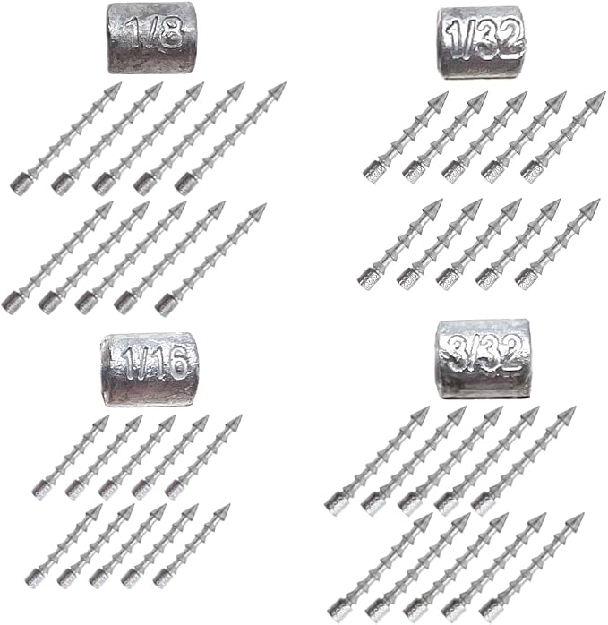 Reaction Tackle Nail Weights for Bass Fishing - Insert Pencil Sinkers for Wacky Rig, Neko Rig and Soft Plastic Lures - Freshwater and Saltwater - 25-Pack