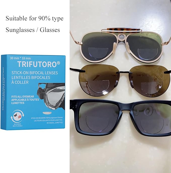 2 Pack Stick On Bifocal Lenses Reader Magnifying Adhesive Reading Lens Sticker Sunglasses Diving Scuba Mask Goggles Glasses Magnifier Add On (2.75, x)