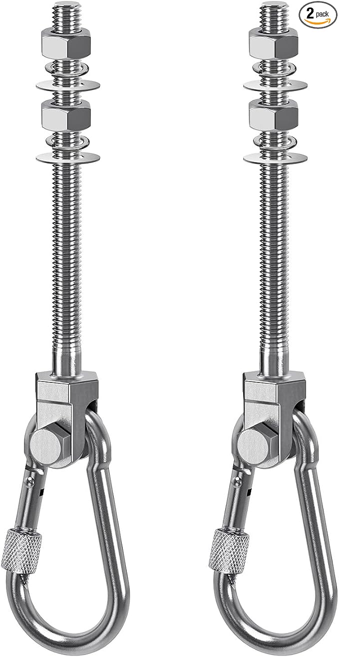 SELEWARE 2Pcs Heavy Duty Swing Hangers, 1500LB Capacity Stainless Steel Swing Set Hooks for Wood/Steel Beam, 5" x M2/5" Porch Swing Hardware for Playground Swing Hammock Chair Yoga Silk Punching Bag