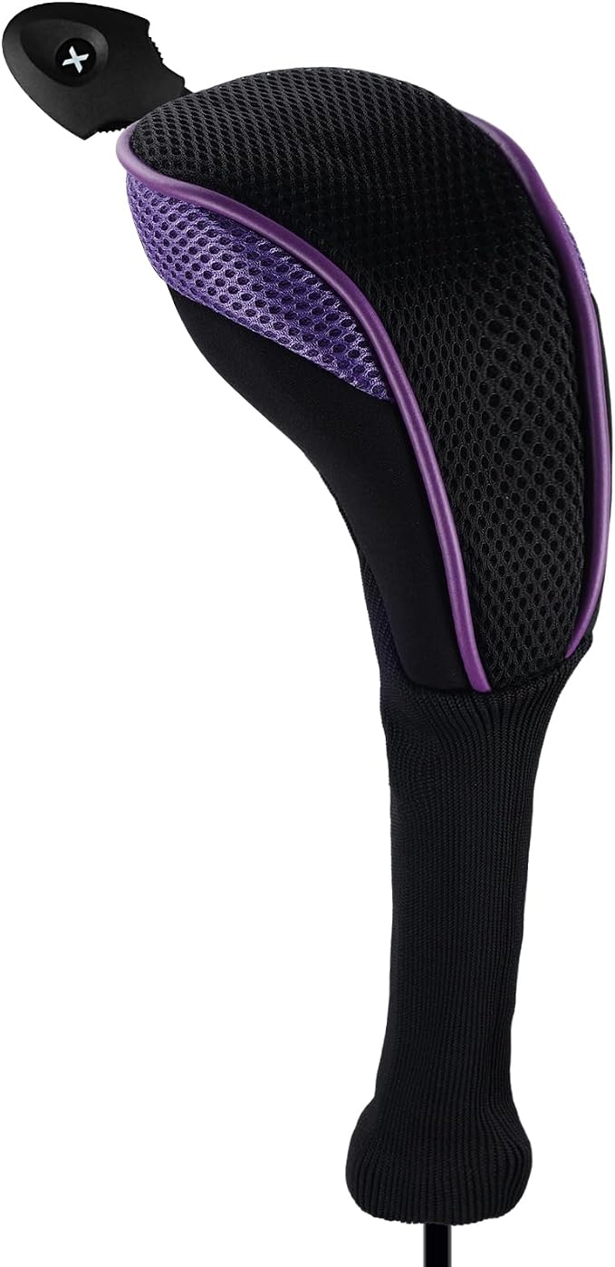Andux 4 Pack Long Neck Golf Hybrid Club Head Covers Dial No. Tag CTMT-01 | Mesh Breathable material | all the Same Size | Coloured Piping | Pull-On Closure