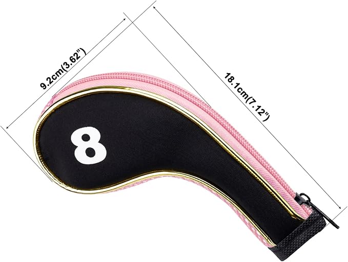 Andux Gold Golf Iron Club Head Covers No. on Both Sides Long Neck with Zipper 12pcs/Set