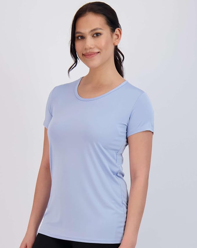 Real Essentials 5 Pack: Women's Short Sleeve T-Shirts Workout Tops Fitness Pilates Gym Activewear Athletic (Plus Available)