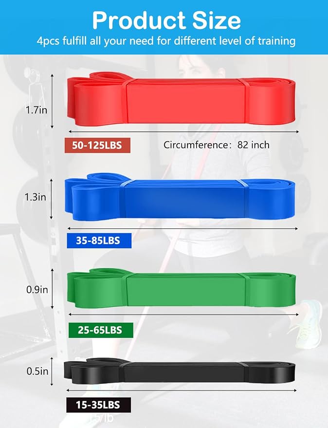 Pull Up Bands, Resistance Bands Set, Exercise Workout Bands for Men & Women, Ideal for Body Stretching, Physical Therapy and Muscle Training