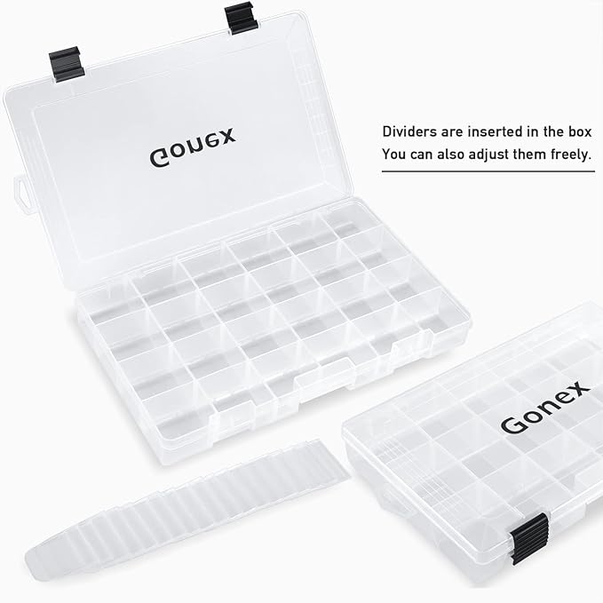 Gonex 3600 3700 Fishing Tackle Trays Lure Box with Adjustable Dividers | Clear PP Material, Adjustable Compartments, Fits Standard Tackle Box , For Fishing Lures Hooks Beads Accessories Storage