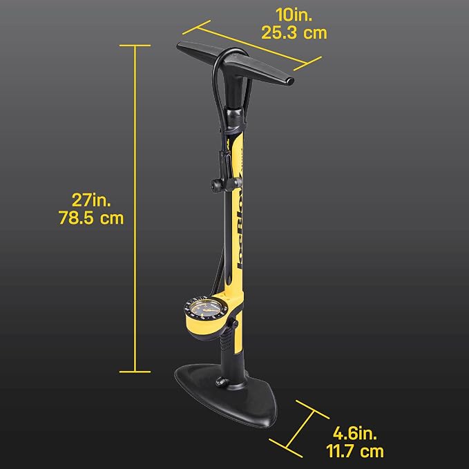 Topeak JoeBlow Sport III High-Pressure Bike Floor Pump – 160 PSI, Durable Steel Barrel, 3” Analog Gauge, TwinHead DX5 Pump Head, Long Hose, Ergonomic Handle, Fits Presta, Schrader, & Dunlop Valves | floor-bike-pumps