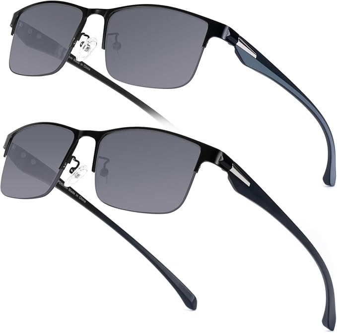 SKYOAK 2 Pack Premium Reader Sunglasses for Men with UV400 Protection Outdoors, TR90 Lightweight Tinted Reading Glasses