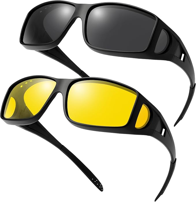 URUMQI Polarized Sunglasses Fit Over Glasses for Men Women, Wraparound Sun Glasses UV400 Protection for Driving Fishing