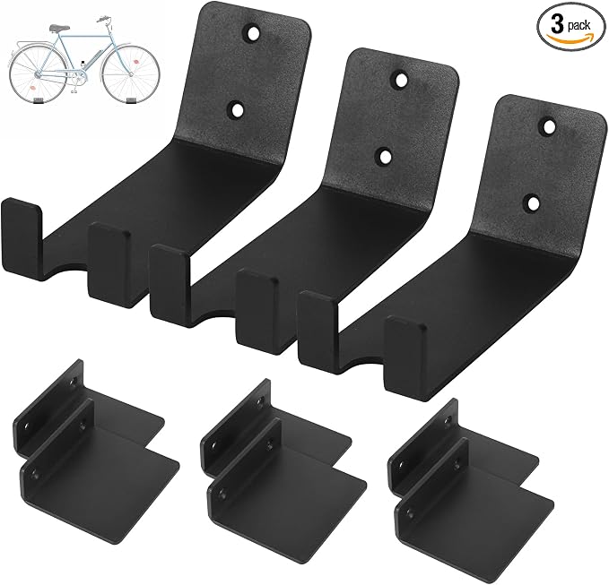 3 Pack Bike Wall Mount Bike Pedal Hanger Wall Mount Bike Hangers Heavy Duty for Garage Vertical Bike Wall Hangers Bike Display Stand Space Saving Wall Bike Rack (3 Pack)