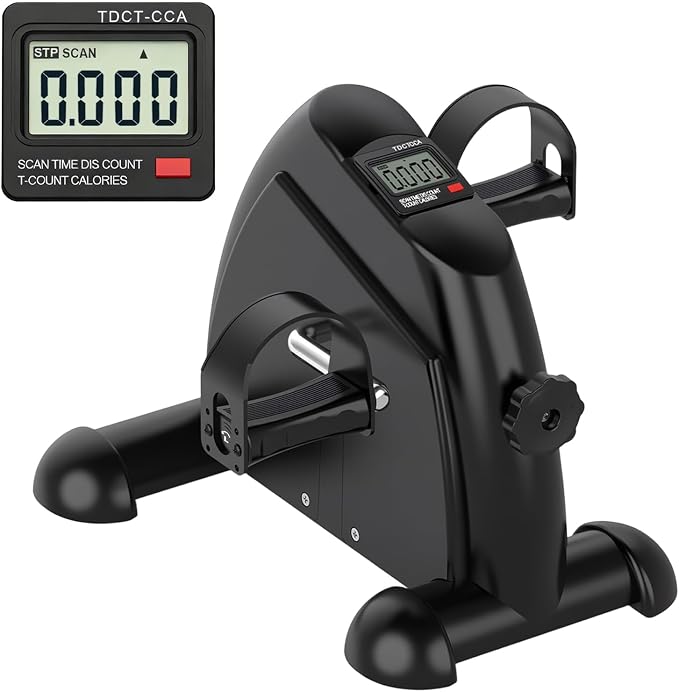 Mini Exercise Bike: Portable Under Desk Bike Pedal Exerciser Foot Cycle Arm & Leg Pedal Exerciser with LCD Screen Displays & Adjustable Resistance for Home/Office
