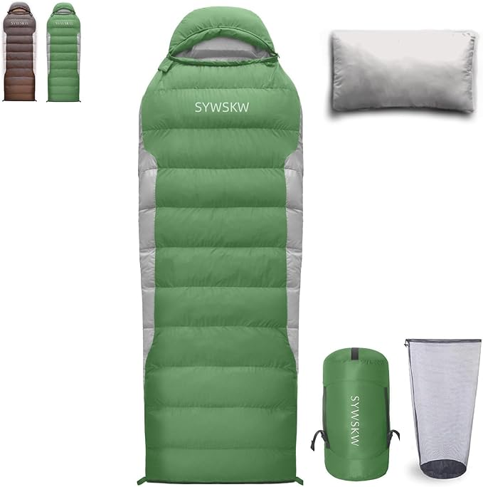 Ultralight Down Sleeping Bag with Pillow,15°F 32°F 46°F Sleeping Bag for Women,Men,Youth Backpacking,Hiking and Camping Outdoor with 680FP Duck Down