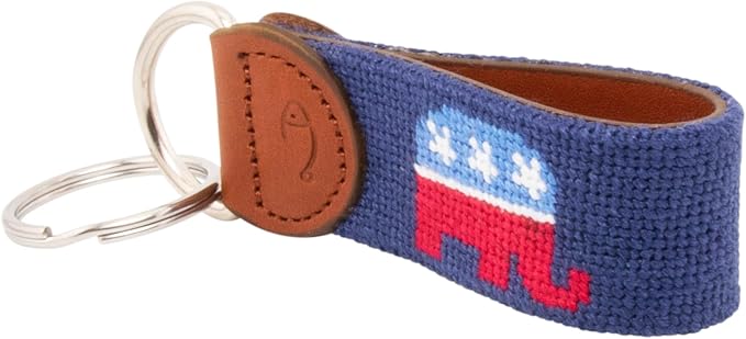 Leather Hand-Stitched Needlepoint Key Fob or Key Chain