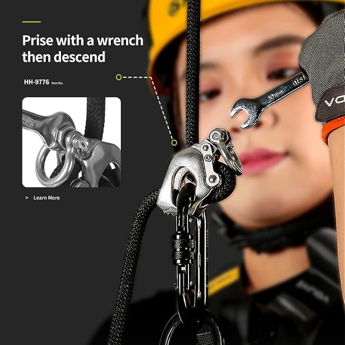 Adjustment Mobile Anchor, Stainless Steel Descender, Rock Climbing Area Restraint for Working at Height
