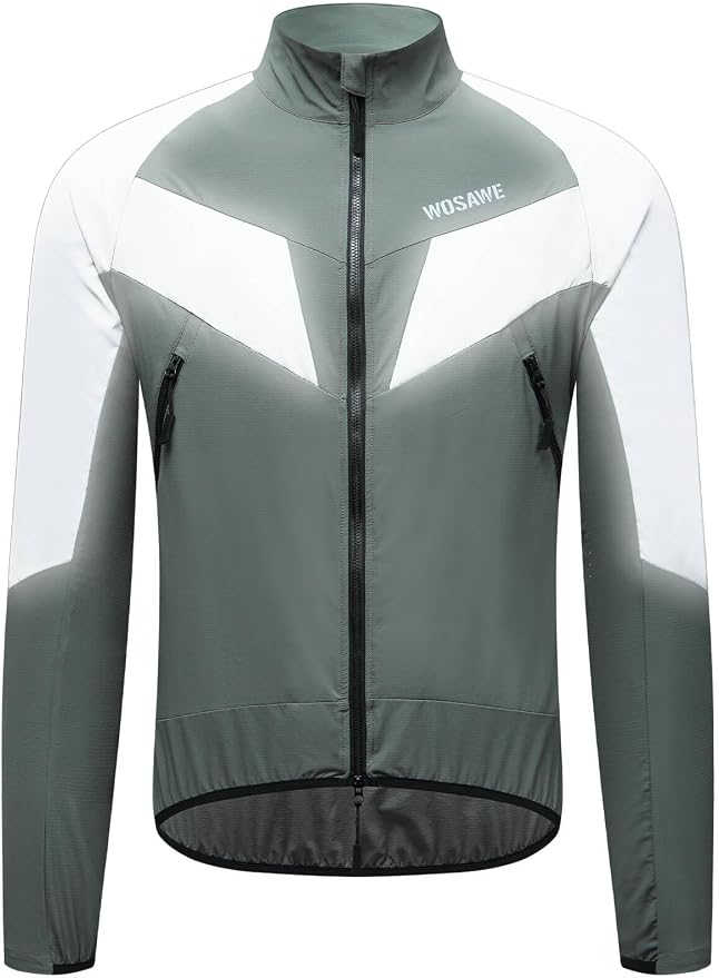 WOSAWE Men Reflective Jacket Night Glowing Bomber Jacket MTB Cycling Windbreaker Travel Sport Coat