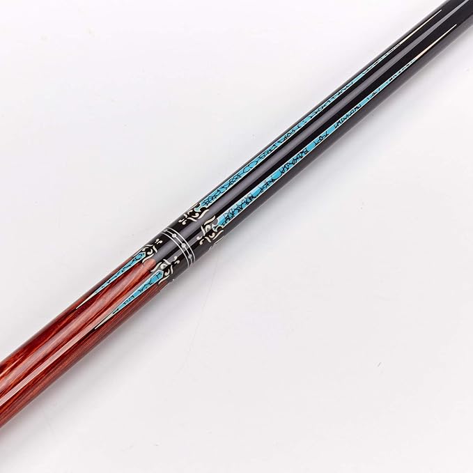 Collapsar CXT Pool Cue with Soft Case,Black with Cream Points and Turquoise,Wrapless Handle 58Inch Professional Pool Stick