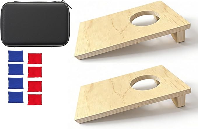 Cornhole Set, Cornhole Boards with 8 Bean Bags,Portable Game Set for Travel Home Office Recreation Tailgate